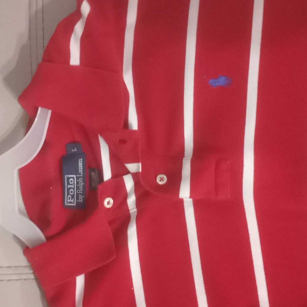 Red with white stripes Polo